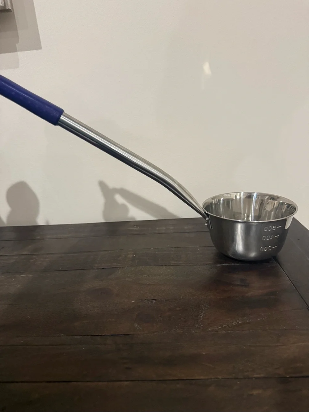 Stainless Steel Measuring Ladle 23 ounces with 15” Blue Handle